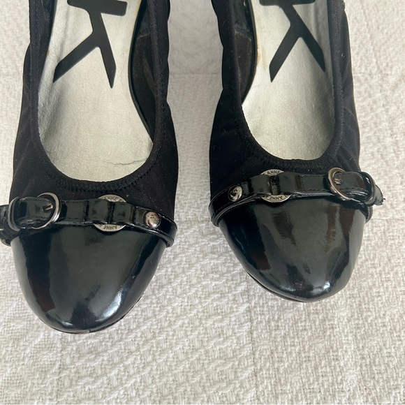 Anne Klein Slingback Wedge Shoes Black Glossy Toe Cap Comfort Davy size 8 - Picture 4 of 14